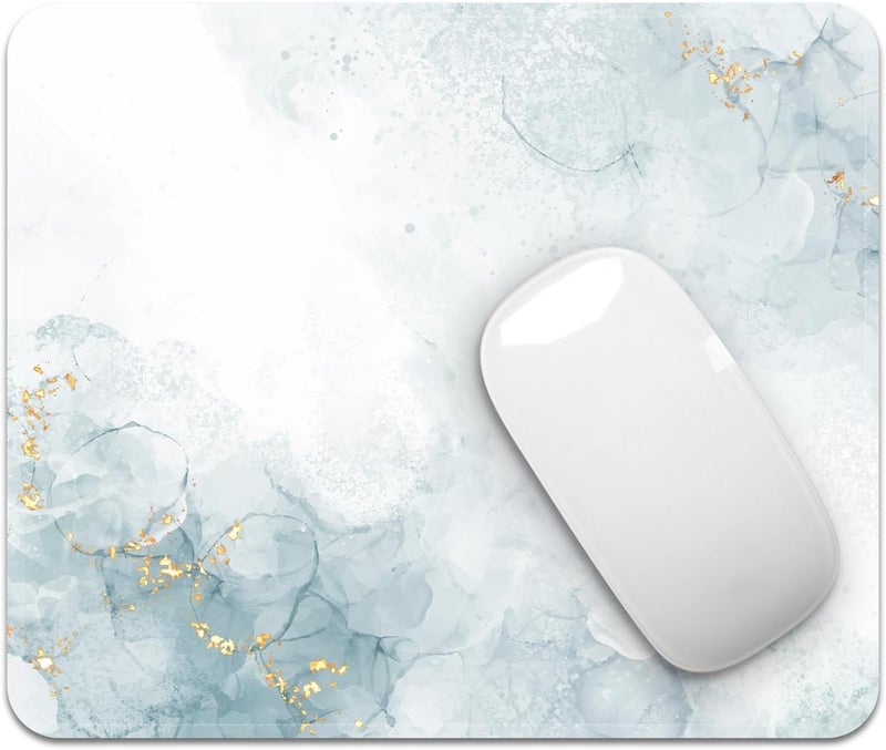 FROGIGO Square Mouse Pad with Stitched Edge, Premium Mousepad Washable Cloth. Computer Mouse Pad with Non-Slip Rubber Base, Mouse Pads for Computers Laptop Mouse 9.25x7.75x0.12 inch-Cyan Marble - Image 1